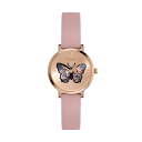 オリビアバートン 日本総代理店 腕時計 レディース ブランド ラウンド Olivia Burton シグネチャー - 28mm バタフライ ウルトラ スリム ローズゴールド & メロー ローズ レザーストラップ ウォッチ
