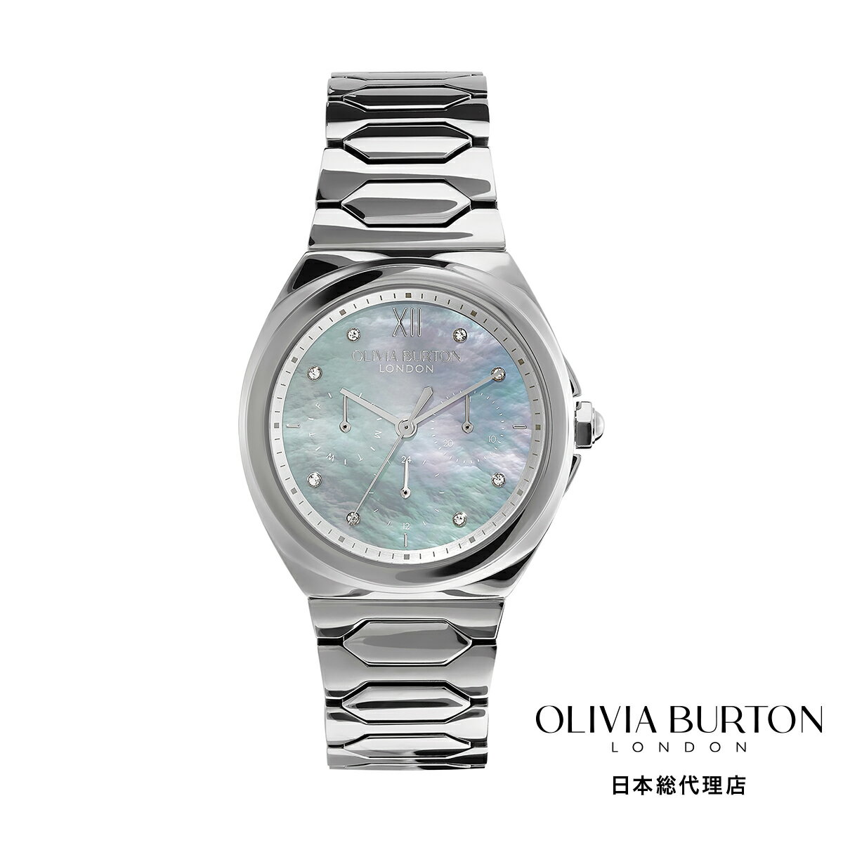 楽天H°M’S” WatchStoreオリビアバートン 日本総代理店 腕時計 レディース ブランド ラウンド Olivia Burton スポーツ リュクス - 36mm ラスター シルバー マルチファンクション ライトグレー MOP ブレスレット ウォッチ