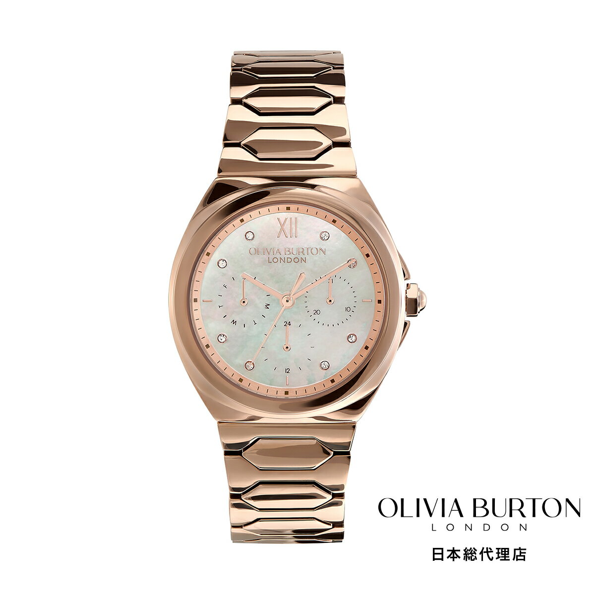 オリビアバートン 日本総代理店 腕時計 レディース ブランド ラウンド Olivia Burton スポーツ リュクス - 36mm ラスター ローズゴールド マルチファンクション ホワイト MOP ブレスレット ウォッチ