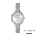 オリビアバートン 日本総代理店 腕時計 レディース ブランド ラウンド Olivia Burton クラシックス - 30mm ヴィンテージ ビーズ シルバー ホワイト サンレイ メッシュ ウォッチ