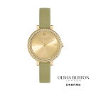 オリビアバートン 日本総代理店 腕時計 レディース ブランド ラウンド Olivia Burton クラシックス - 30mm ヴィンテージ ビーズ ライト ゴールド サンレイ セージ グリーン レザー ウォッチ