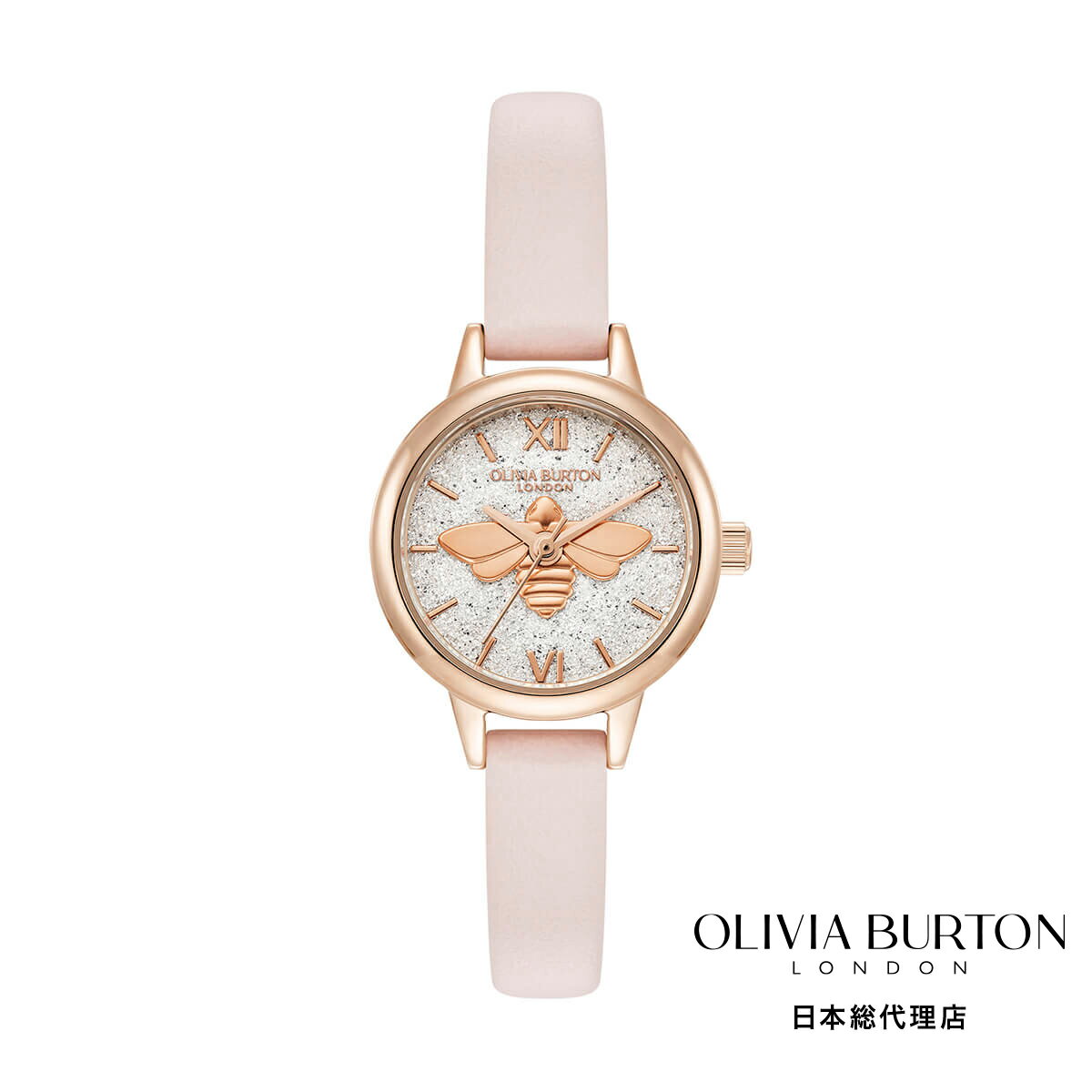 OLIVIA BURTON / オリビア・バートン シグネチャー -?ミニ ラッキービー シルバー ホワイト ライトブラッシュ レザー