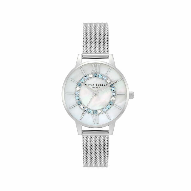 OliviaBurton【オリビア・バートン】【HMS限定ギフトセット】ワンダーランド-ミディブルークリスタルシルバーメッシュamp;ブルークリスタルブレスレット