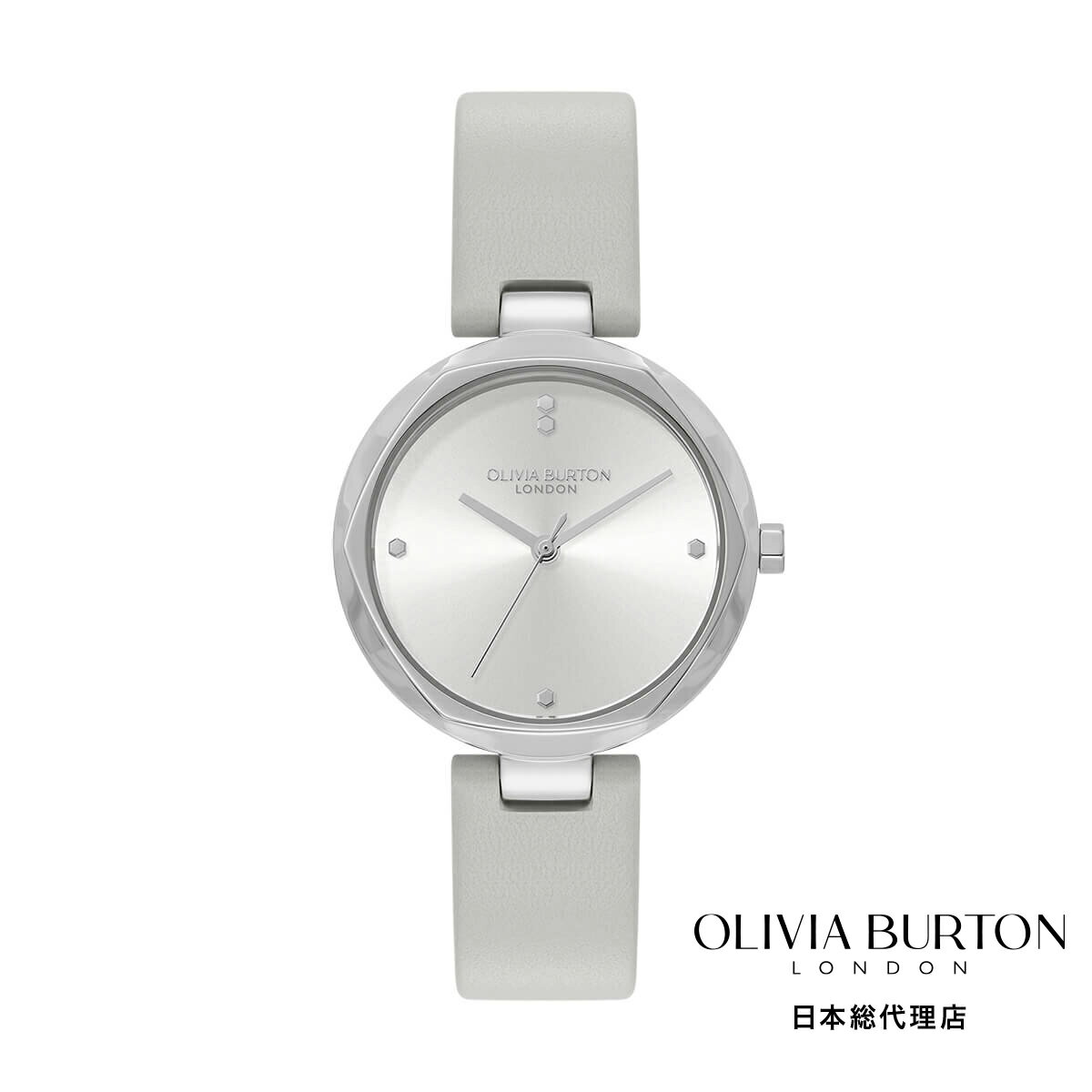 OLIVIA BURTON / オリビア・バートン クラシック - 32mm ディメンション シルバー ホワイト サンレイ アールグレイ レザー