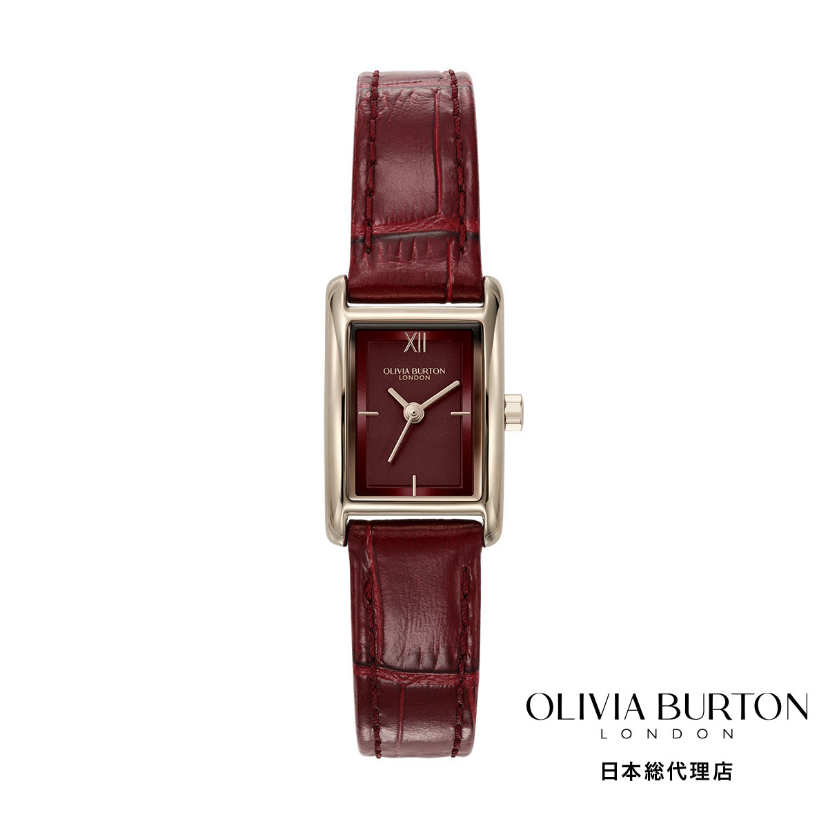 OLIVIA BURTON / オリビア・バートン クラシック 16mm ミニグローブ ローズゴールド＆チェリークロコダイルレザー