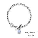 OLIVIA BURTON / オリビア・バートン トレンド - パープル アゲート カボション シルバー ジェムストーン トグル ブレスレット