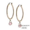 OLIVIA BURTON / オリビア・バートン トレンド - ローズクォーツ カボション ローズゴールド ジェムストーン フープ ピアス