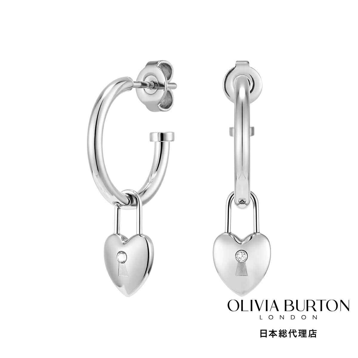 OLIVIA BURTON / オリビア・バートン クラシック - ロックハート シルバー フープ ピアス