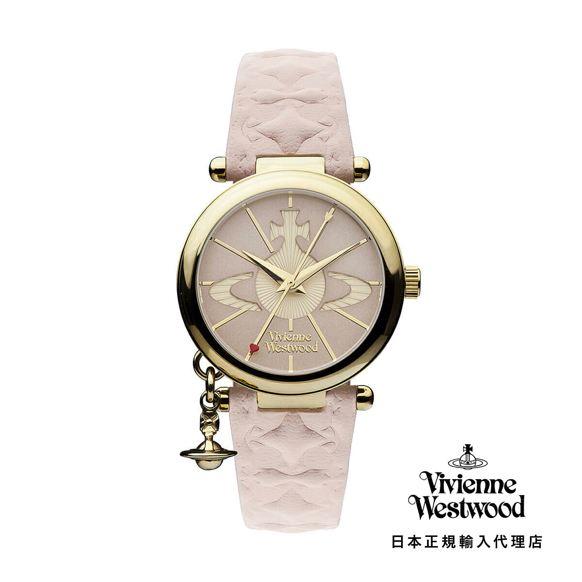 Vivienne Westwood / ヴィヴィアンウエストウッド オーブ II レディース クォーツ ウォッチ、ピンク ダイヤル & ピンク レザー ストラッ...