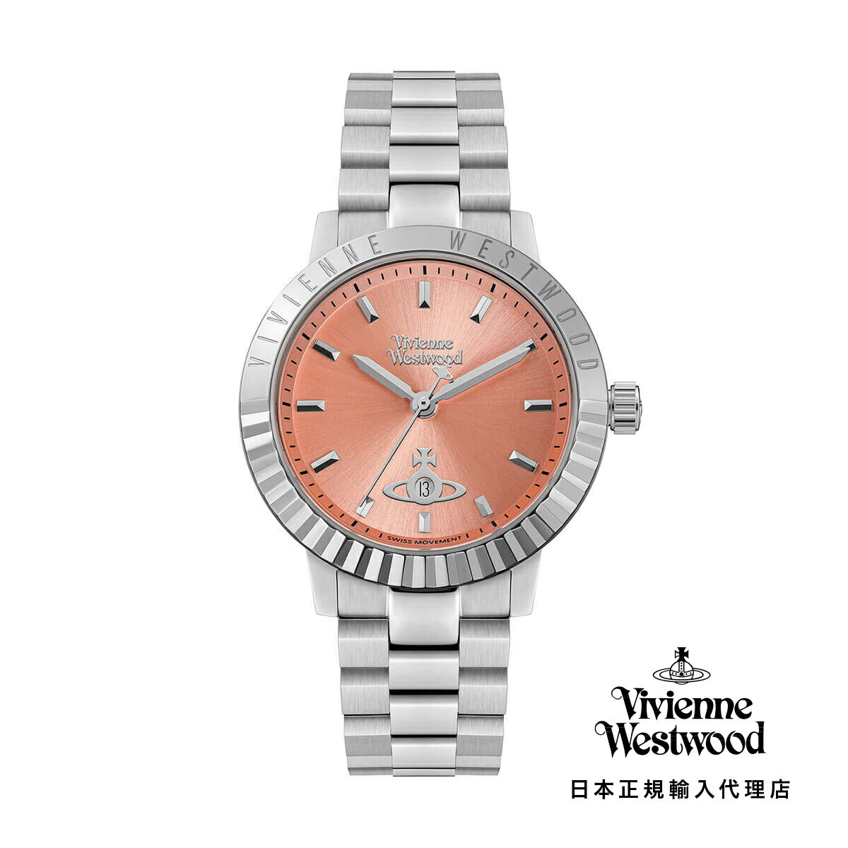 Vivienne Westwood / ヴィヴィアンウエストウッド ダリッジ - コーラルピンク ダイヤル & シルバー ブレスレット