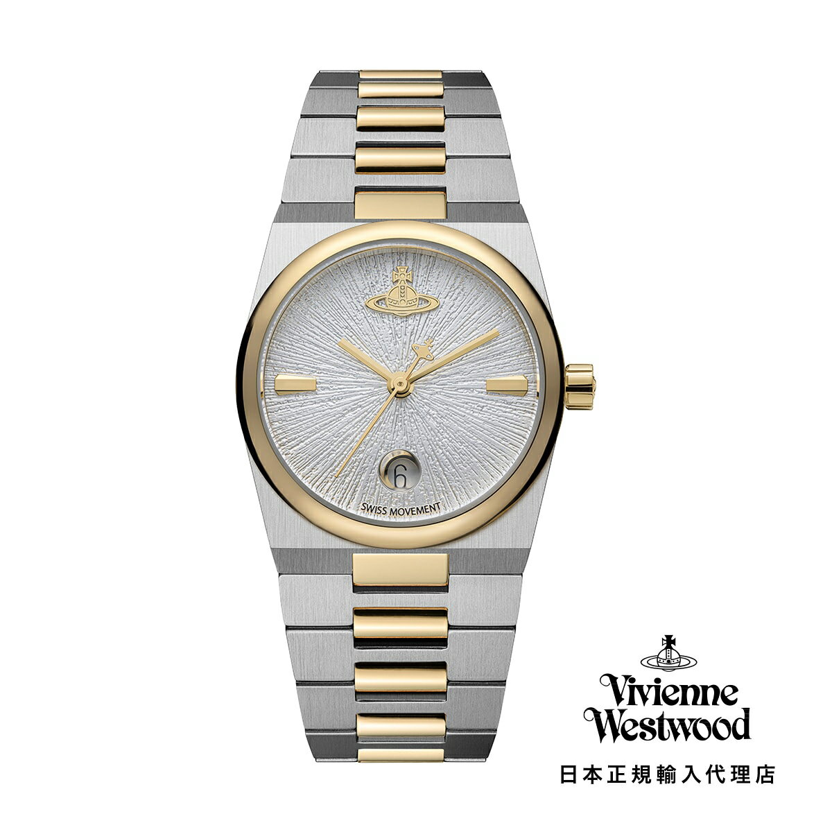 Vivienne Westwood / ヴィヴィアンウエストウッド ホクストン - レディース シルバー ホワイト ダイヤル & シルバー ゴールド ブレスレッ...