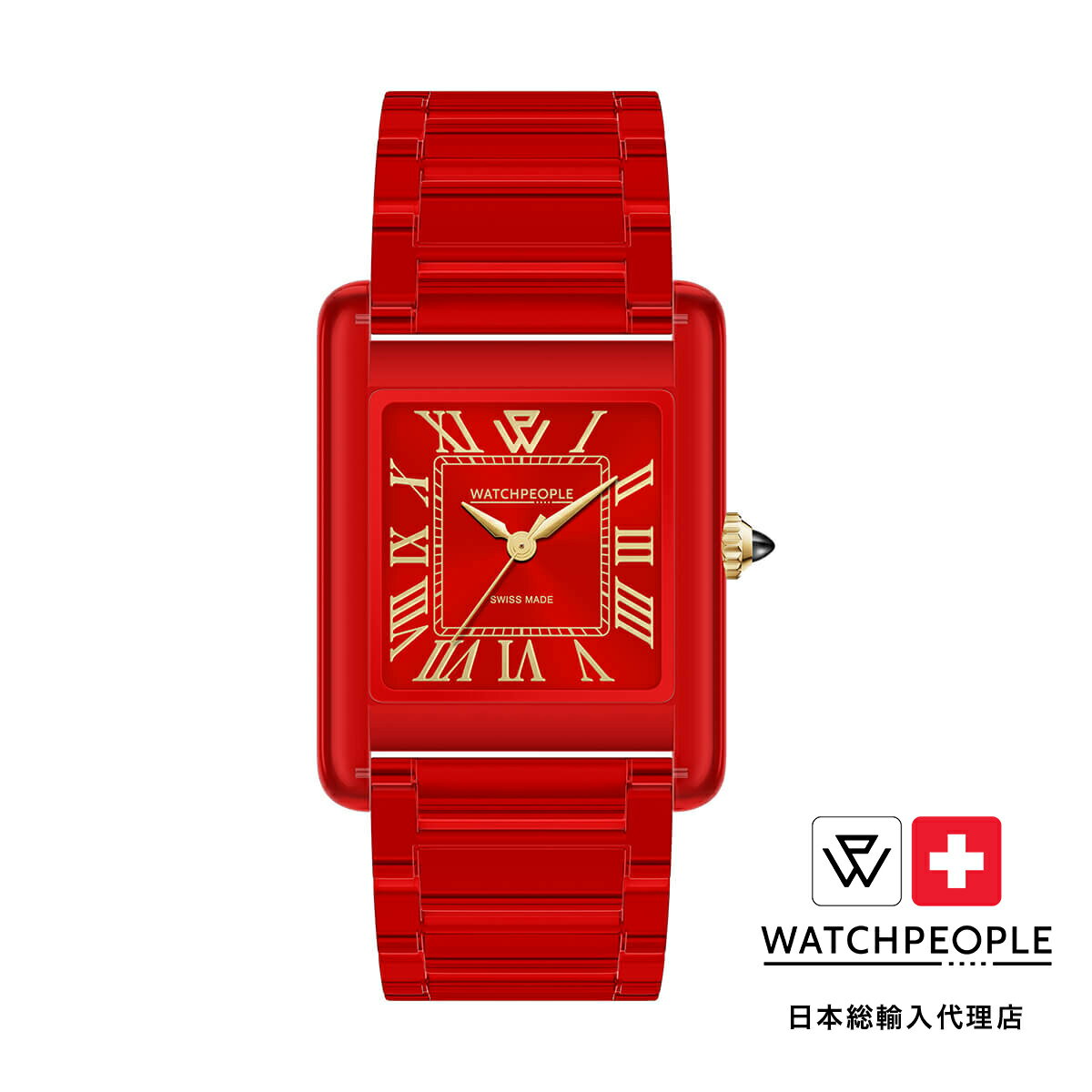 WATCHPEOPLE / ウォッチピープル WP6 - クリア - シャイニー - ロイヤルレッド - LARGE 30x40mm