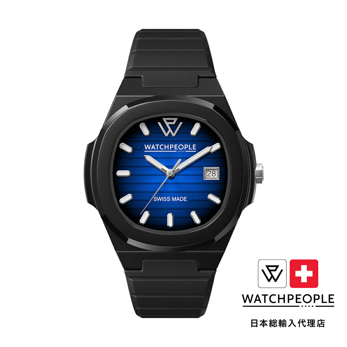 WATCHPEOPLE / ウォッチピープル WP7 - ソリッド - シリ - ブラック - ブラックブルーラジアル - 43mm
