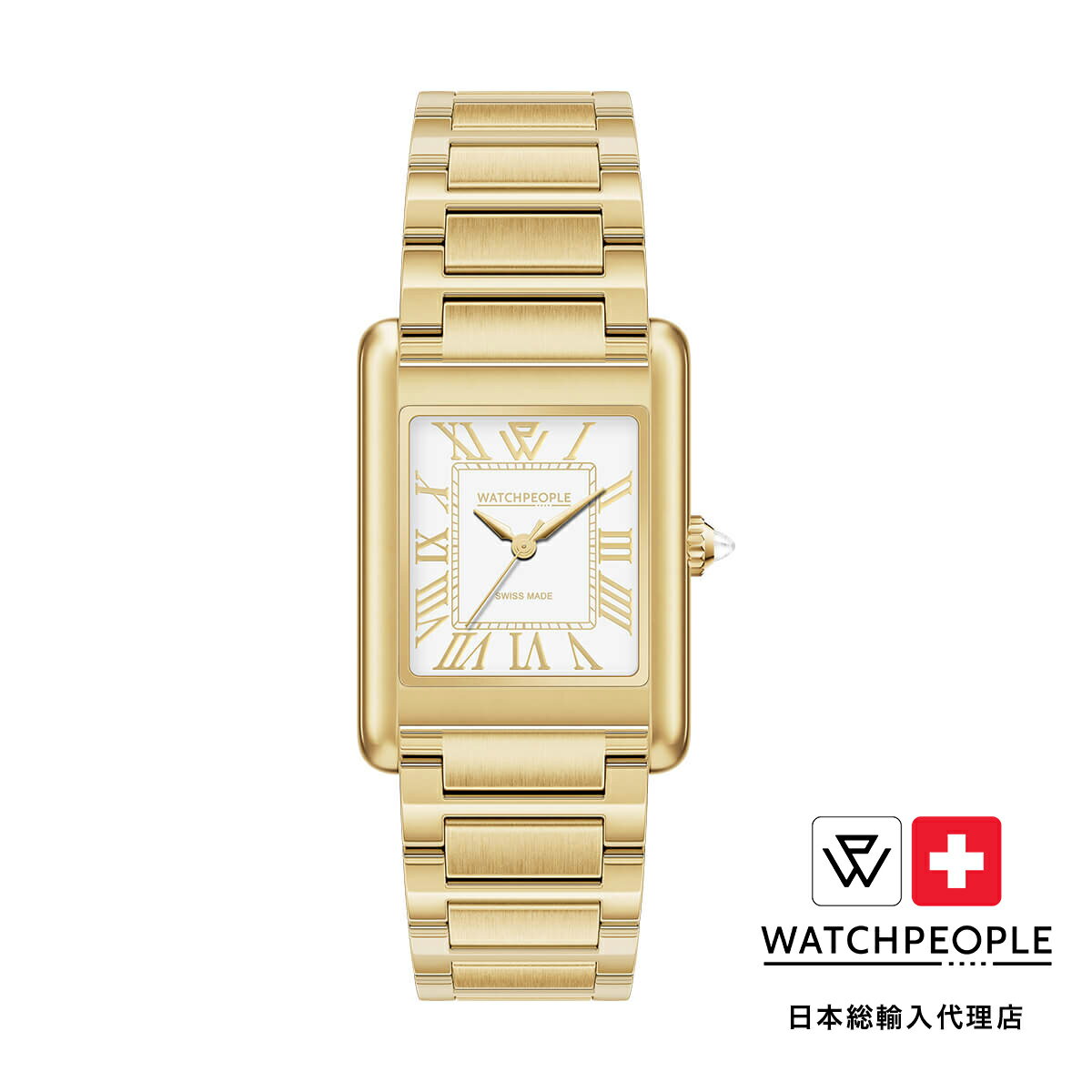 WATCHPEOPLE / ウォッチピープル WP6 - メタル - シャイニー - ゴールド - ホワイトゴールド - SMALL 23x34mm