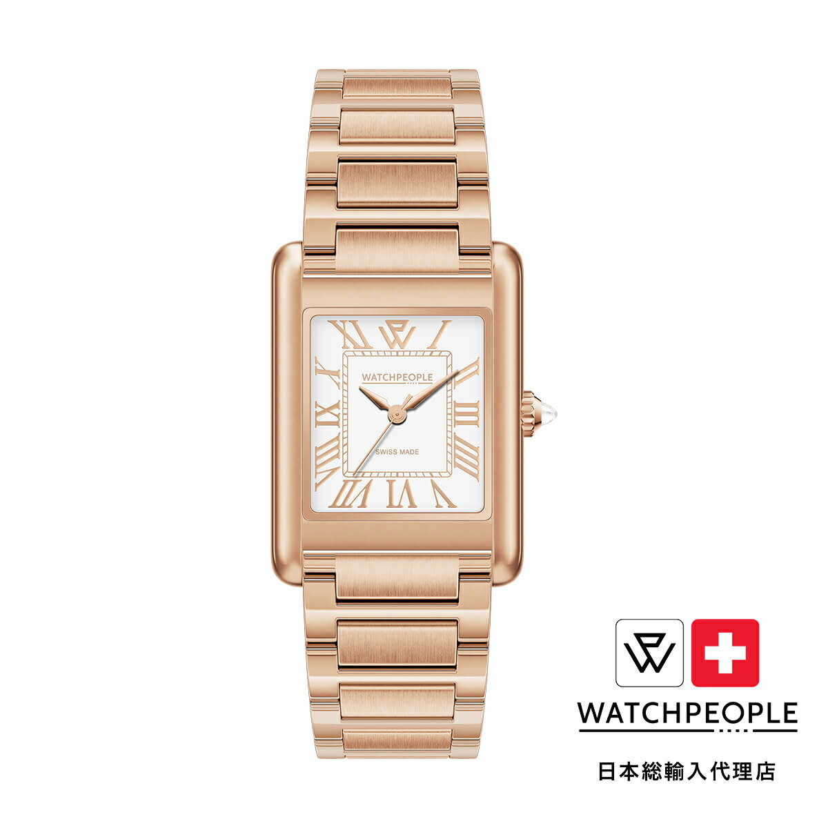 WATCHPEOPLE / ウォッチピープル WP6 - メタル - シャイニー - ローズゴールド - ホワイトローズゴールド - SMALL 23x34mm