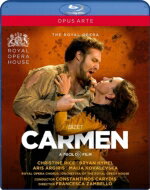 出荷目安の詳細はこちら商品説明英国ロイヤル・オペラ2010ビゼー：歌劇『カルメン』日本語字幕付き以前、3D映像のBlu-ray（OA3D7096D）のみが発売されていた、ロイヤル・オペラ・ハウスの『カルメン』が通常ブルーレイ版として発売となります。ザンベロの官能的な演出が話題となったこの公演、どこもかしこも扇情的で情熱的。カルメン役のクリスティーネ・ライスは歌唱はオーソドックスですが、とにかく演技が妖艶で、何時いかなるときでも、そのむせ返るような色気を発散させています。これは確かに全ての男性が魅了されるであろうし、彼女を巡って死闘が繰り広げられるのも納得できるものでしょう。ドン・ホセ役のイーメルはアメリカ出身のテノールで、これがロイヤル・オペラへのデビューです。2010年当時はまだ知名度はそれほどでもなかったのですが、2012年にカウフマンの代役として歌った『トロイアの人々』が大絶賛され、一気に人気歌手の仲間入りをしています。ミカエラ役のコヴァレヴスカも、これがロイヤル・オペラへのデビュー。フレーニに師事したという将来性豊かなソプラノです。そしてエスカミーリョ役のアリギリスの素晴らしさ。ギリシア生まれの彼は、その彫りの深い顔立ちをいかし、なんとも男前の闘牛士を演じてみせてくれます。映像の美しさとともに、実にまとまりのよい舞台を堪能できます。（輸入元情報）【収録情報】● ビゼー：歌劇『カルメン』全曲　カルメン：クリスティーネ・ライス　ドン・ホセ：ブライアン・イーメル　エスカミーリョ：アリス・アルギリス　ミカエラ：マイヤ・コヴァレヴスカ　モラレス：ダーウィッド・キンバーグ　スニガ：ニコラ・クルジャル　フラスキータ：エレナ・クサントウダキス　メルセデス：ポーラ・ムリヒー　コヴェント・ガーデン王立歌劇場合唱団　レナート・バルサドンナ（合唱指揮）　コヴェント・ガーデン王立歌劇場管弦楽団　コンスタンティノス・カリーディス（指揮）　演出：フランチェスカ・ザンベロ　再演演出：ダンカン・マックファルランド　デザイン：ターニャ・マッカリン　照明：パウレ・コンスタブル　コレオグラフィ：アルトゥール・パイタ　収録時期：2010年6月　収録場所：ロンドン、ロイヤル・オペラ・ハウス（ライヴ）　映像監督：ジュリアン・ナピエ● 特典映像（字幕なし）：キャスト・ギャラリー、「オペラ・カルメン」　収録時間：本編155分、特典3分　画面：カラー、16:9、1080i High Definition　音声：PCMステレオ、DTS-HD Master Audio 5.1　字幕：英、仏、独、韓、日　50GB　Region All　ブルーレイディスク対応機器で再生できます。