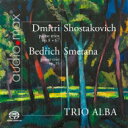 出荷目安の詳細はこちら商品説明若きトリオが挑むスメタナとショスタコーヴィチ「Audiomax」シリーズ。2009年に結成されたトリオ・アルバ。団体名はイタリア語の「夜明け」とスウェーデン民謡の「日は沈みゆく（Se Solen Sjunker）」から取られています。このスウェーデン民謡は、シューベルトのピアノ三重奏曲第2番：第2楽章にもインスピレーションを与えています。　スメタナが31歳の頃の作品で、4歳で亡くなった長女を思い書かれた作品ピアノ三重奏曲。起伏豊かな曲想のロマンティックな楽曲です。17歳のショスタコーヴィチが当時恋をしていたタチヤーナ・グリヴェンコに献呈した第1番、そして親友であったイワン・ソレルチンスキーに献呈された第2番。楽曲を深く読み込む深い知識と、また遊び心の兼ね備えたトリオ・アルバの演奏は聴くものに大きな感銘を与えます。（輸入元情報）【収録情報】● スメタナ：ピアノ三重奏曲ト短調 Op.15（30:48）● ショスタコーヴィチ：ピアノ三重奏曲第1番ハ短調 Op.8（13:01）● ショスタコーヴィチ：ピアノ三重奏曲第2番ホ短調 Op.67（26:04）　トリオ・アルバ　　リヴィア・セリン（ヴァイオリン）　　フィリップ・コンプロイ（チェロ）　　チェンチェン・チョウ（ピアノ）　録音時期：2021年6月16-18日　録音場所：マリエンミュンスター修道院コンツェルトハウス　録音方式：ステレオ（デジタル／セッション）　SACD Hybrid　CD STEREO/ SACD STEREO/ SACD SURROUND