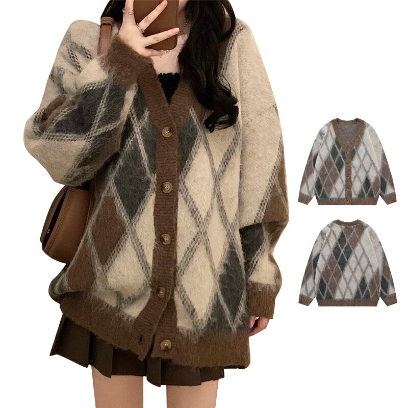 楽天向日葵SHOP楽天市場店ニット レディース トップス ニットウェア セーター 長袖 コットン ゆったり 無地 vネック 大きいサイズ カジュアル カーディガン 秋服 アウター 冬 春 秋 厚い 防寒 おしゃれ 暖かい OL 通勤 保温 20代 30代 40代 50代 着痩せ 学生 フリーサイズ 肉厚 体型カバー