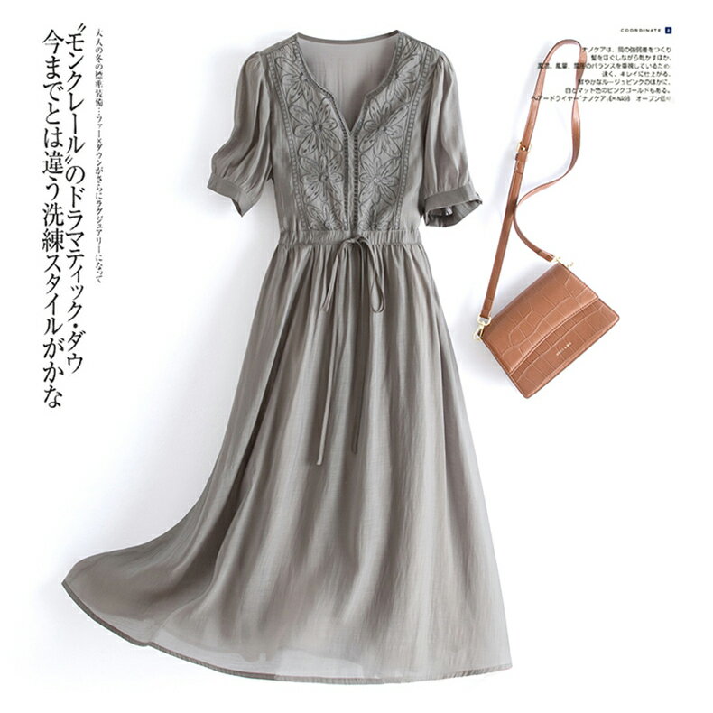 ワンピース ロングワンピース 二次会 披露宴 ミディ丈ワンピース オープンフロントネック パーティードレス レディース お呼ばれ 刺繍 ゆったり きれいめ 春 ...