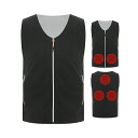 電熱ベスト メンズ レディース 電熱ウェア ノーカラー おしゃれ 袖無し 暖かい 防寒 電気ベスト 5箇所発熱 3段階温度調節 加熱ベスト USB給電式 バッテ...