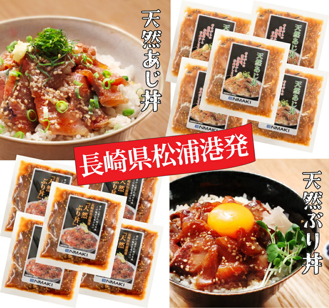 【アジフライの聖地 長崎県松浦港より】 漁師めし 「天然アジ・胡麻さば・天然ぶり」 海鮮 漬け丼の素 天然海鮮醤油漬け 冷凍 漬け丼 具材 お手軽 便利 個包装 ブリ丼・ゴマサバ丼・あじ丼 冷凍食品 鯵・鯖・鰤 選べるセット どんぶりの素