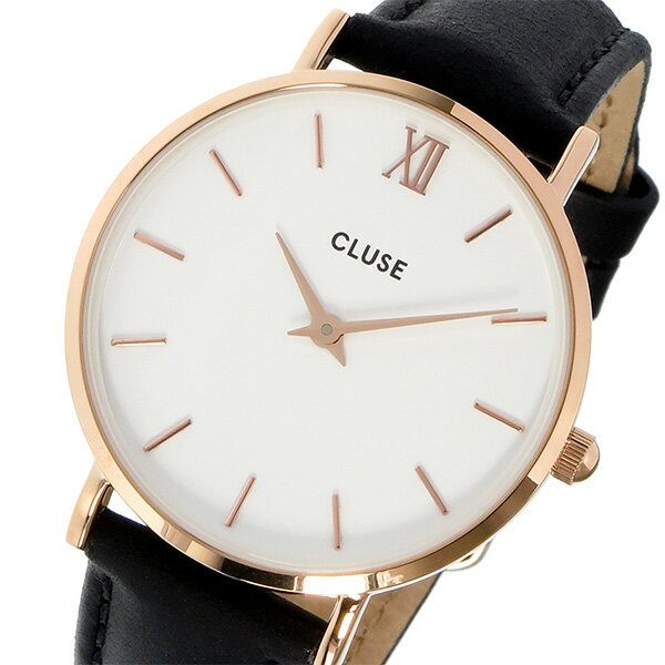 クルース CLUSE ミニュイ レザーベルト 33mm レディース 腕時計 CL30003 ホワイト/ブラック