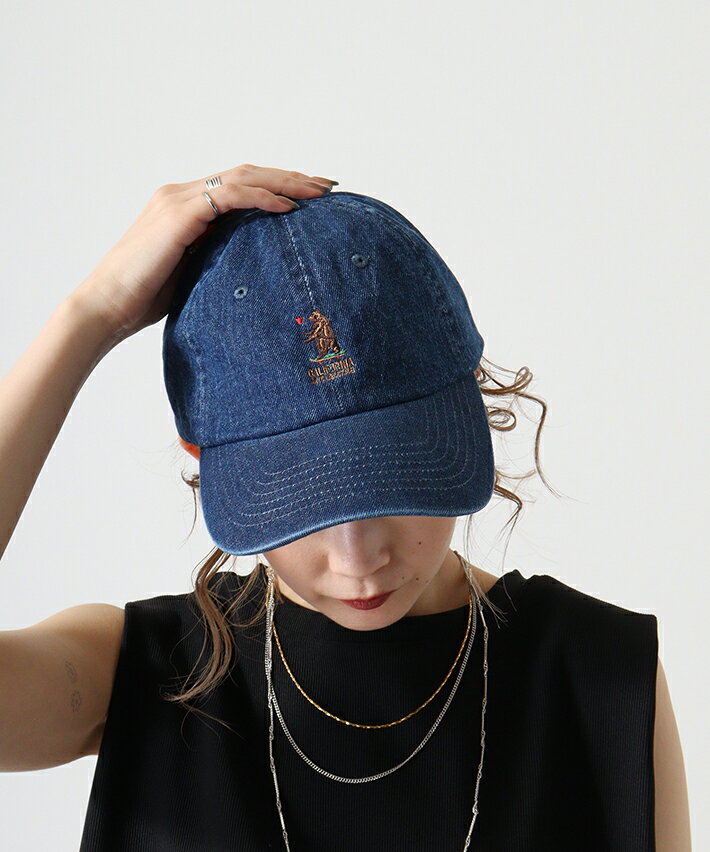 CALIFORNIA HAVE A NICE TIME! カリフォルニアハブアナイスタイム BEAR EMBROIDARY CAP ローキャップ ベースボールキャップ 刺繍 ワンポイント クマ アウトドア デニム レディース メンズ ブランド