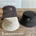 Well-Tailored/ ウェルテイラード DOWN BRIM BUCKET HAT DUCK (WL-2315) 細畝 コーデュロイ バケットハット ワンポント刺繍 鴨 ダック バケハ レディース メンズ ブランド