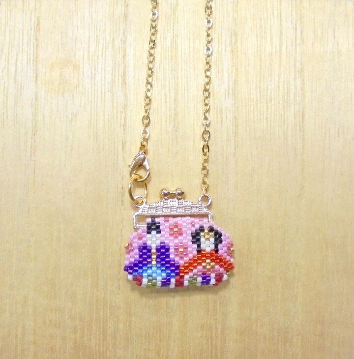 ビーズキット 京・西陣柄がまぐちポシェットチャーム おひなさま ビーズ キット