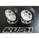 アスファルト路面用プリマウントタイヤ Xタイプコンパウンド RUSH TIRE VR3 32X AX yellow Seven Spoke white PREGLUED