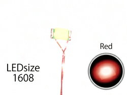 配線付LED(色:赤/サイズ:1.6×0.8mm)(4本入り) [211183](JAN：4573281211183)