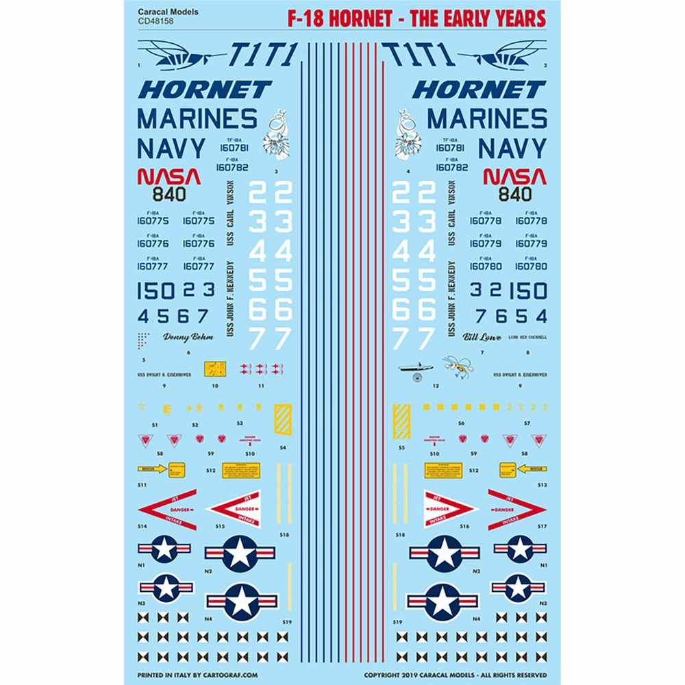 カラカルモデル 1/48 アメリカ海軍 F-18ホーネット アーリー・イヤーズ用 デカール CD48158