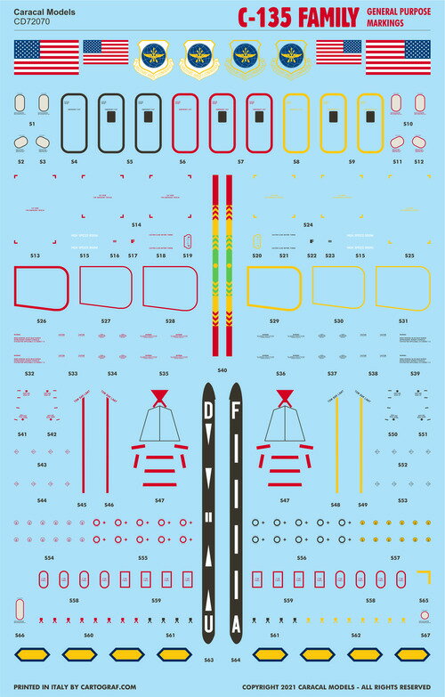 カラカルモデル 1/72 C-135ファミリー用 汎用マーキング デカール CD72070