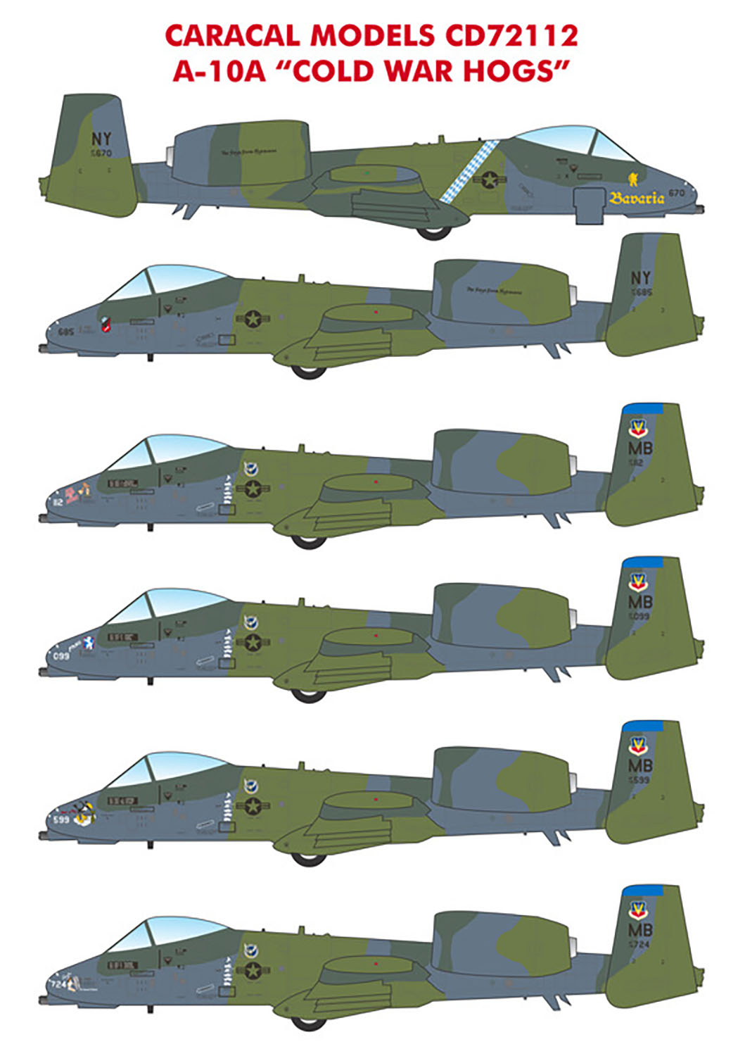 カラカルモデル 1/72 アメリカ空軍 A-10A コールド・ウォーホッグ デカール CD72112