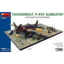 ミニアート 1/48 WW.II アメリカ軍 P-47Dサンダーボルト バブルトップ & 滑走路用鋼板 マーストンマット & ドラム缶付属 豪華情景セット プラモデル MA48018