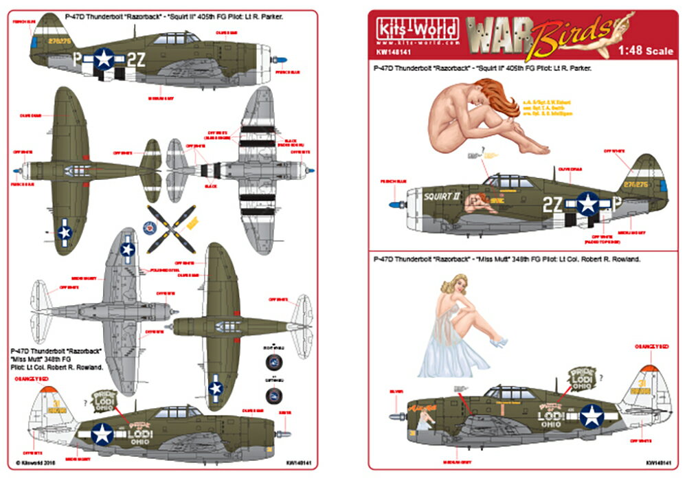 Lbc[hfJ[ 1/48 WW.II AJR P-47D T_[{g U[obN Miss Mutt KW148141