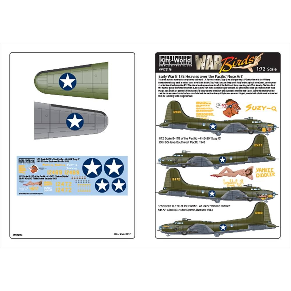 キッツワールドデカール 1/72 WW.II アメリカ軍 B-17E of the Pacific Suzy Q Yankee Diddler KW172176