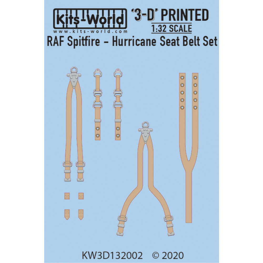 キッツワールド 1/32 WW.II イギリス空軍 スピットファイア/ハリケーンシートベルトセット（3Dデカール） KW3D132002