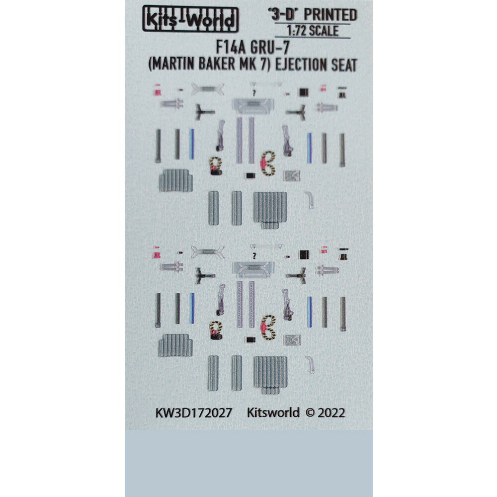 キッツワールド 1/72 アメリカ海軍 F-14A トムキャット GRU-7(マーチン・ベーカー Mk7) 射出シート ディテールアップ3Dデカール KW3D172027