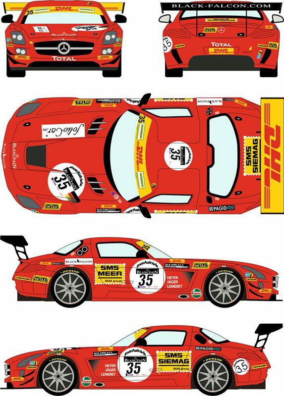 レーシングデカール43 1/24 メルセデスSLS GT3 ブラック・ファルコン・レーシング カーNo.35 2011 スパ・フランコルシャン 24時間レース