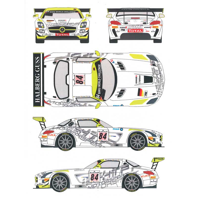 レーシングデカール43 1/24 メルセデスSLS GT3 HTPモータースポーツ カーNo.84 2013年スパ24時間 デカ..