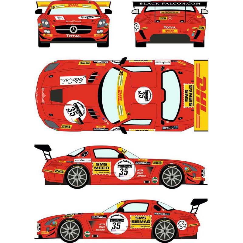 レーシングデカール43 1/24 メルセデスSLS GT3 ブラック・ファルコン・レーシング カーNo.35 2011 スパ・フランコルシャン 24時間レース