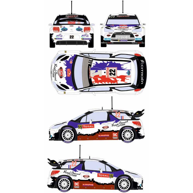 レーシングデカール43 1/24 シトロエンDS3 WRC 2013モンテカルロ・ラリー カーNo.22 RDE24-024