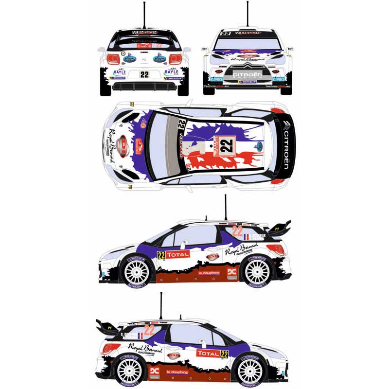 レーシングデカール43 1/24 シトロエンDS3 WRC 2013モンテカルロ・ラリー カーNo.22