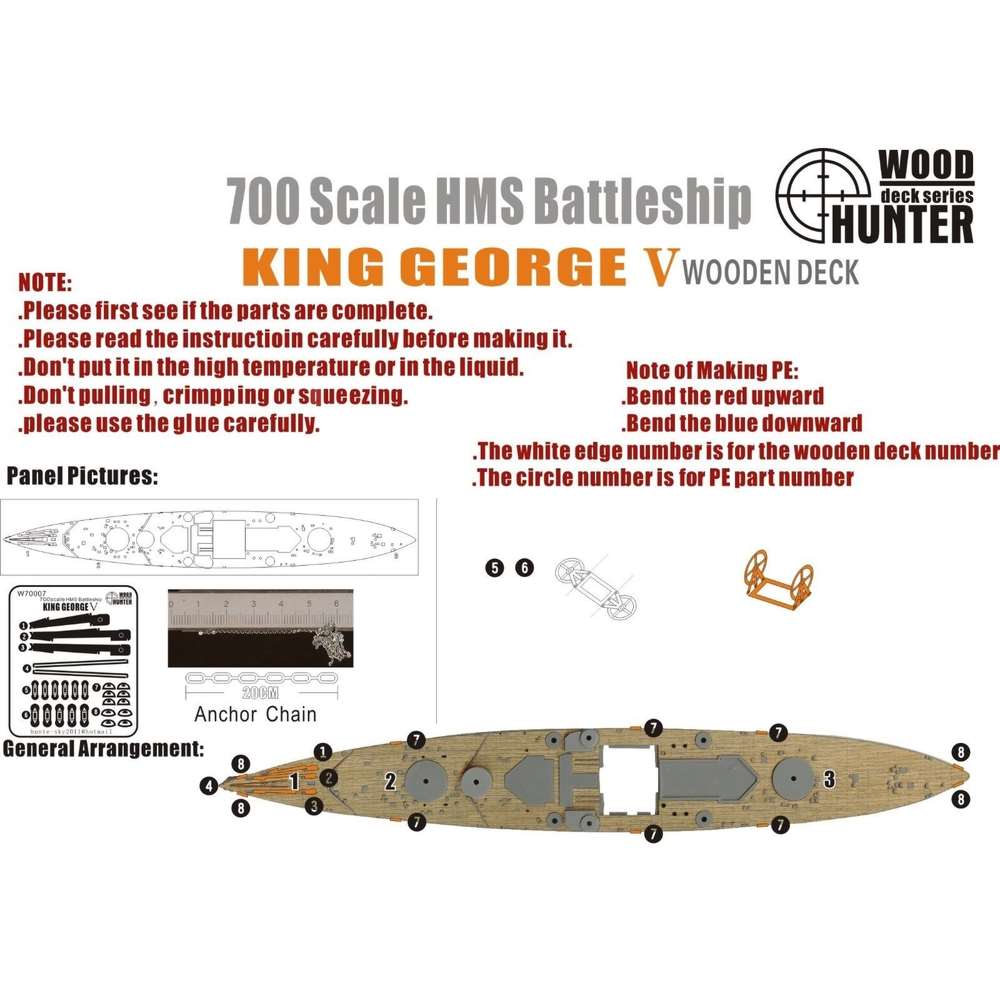 プラッツ/フライホーク 1/700 WW.II イギリス海軍 戦艦キングジョージ5世用 木製甲板パーツ FPW70007