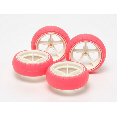 タミヤ ミニ四駆特別企画商品(パーツ) 大径ナロー強化ホイール&バレルタイヤ(蛍光ピンク) 95460