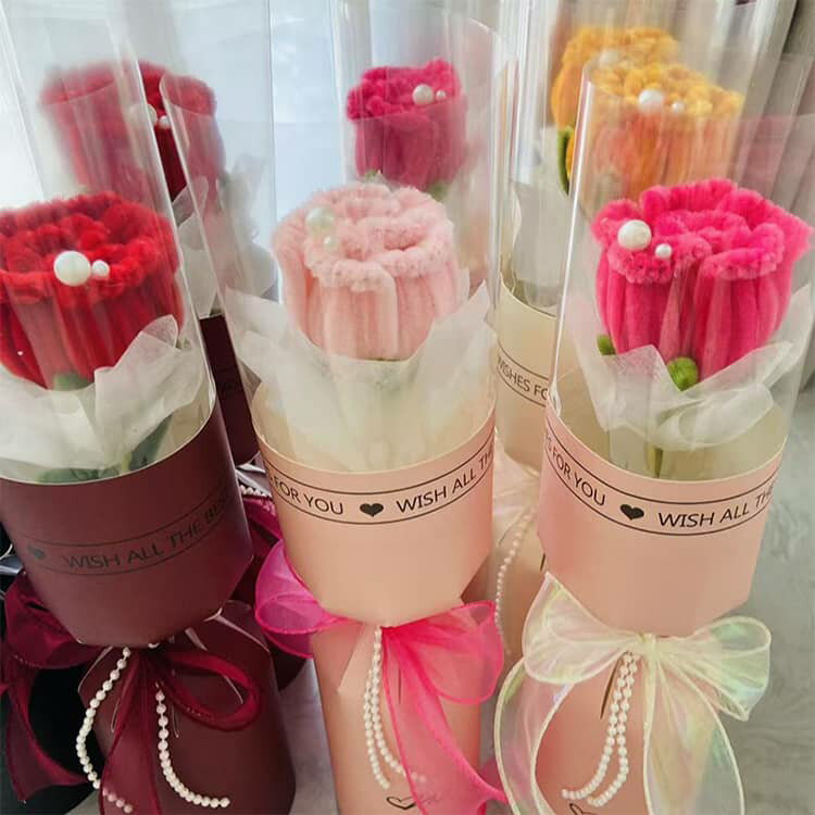 花束 造花 完成品 枯れない花 手芸 手芸モール モールフラワー 花束 モールフラワー モールフラワー 手作り モール花束 2点セット 完成品 母の日 敬老の日 開店祝い 卒業式 女性 プレゼント バレンタインデー ホワイトデー お返し ぬいぐるみ花束 精巧 2