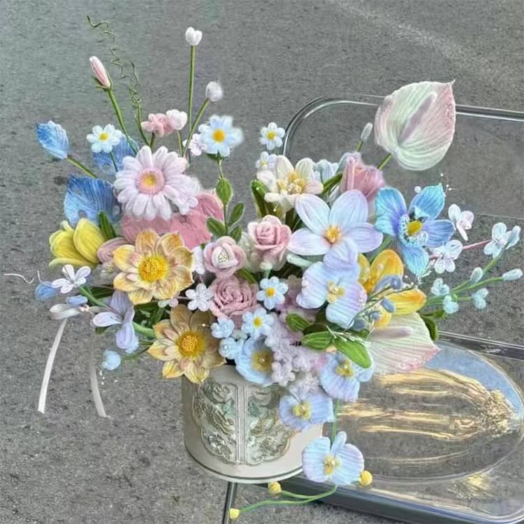 ホビールートの造花 初心者 diy用 DIYキット セット 誕生日ギフト 花束 キット 手芸用品 プリザーブドフラワー 誕生日 造花 花束 花材 セット ギフト 手芸グッズ 手芸材料 手作り素材 DIY飾り キット 贈り物 花束 プレゼント 記念日 誕生日 初心者 簡単 贈り物｜アングル3