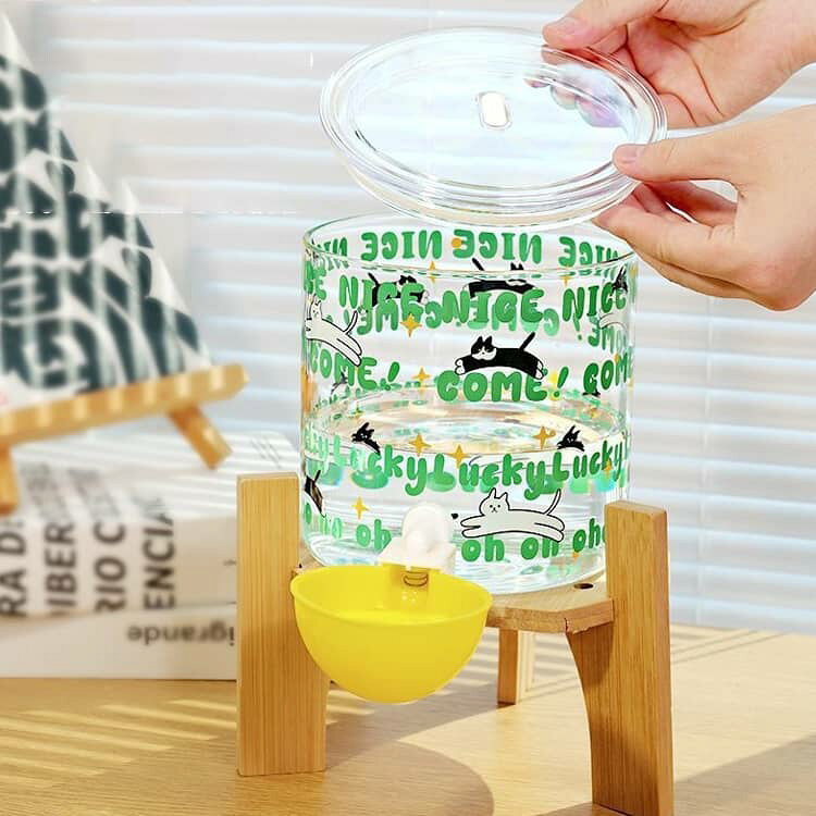 ホビールートの犬用自動給水器 ペット用自動給水器 ペット給水器 大容量ガラスボトル 猫 給水器 コンセント不要 ペット自動給水機 静音流れる水 電源不要 DIY 水飲み器 自動水やり器 自動水やり機 透明 ウォーター｜アングル2