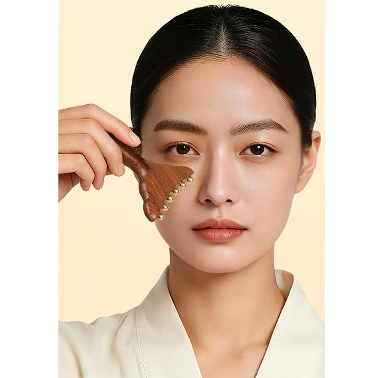 天然木 天然木 檀木 真鍮製 美顔ローラー リラクゼーション マッサージ棒 ツボ押し...